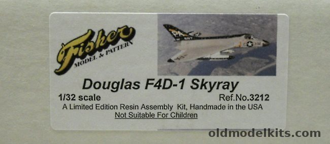 Fisher Model & Pattern 1/32 Douglas F4D-1 Skyray - VG-74 USS Intrepid / VFAW-3 / US Naval Test Pilot School (White and Red Scheme) / NATC (Yellow Blue Red and Black Scheme) (F4D1), 3212 plastic model kit